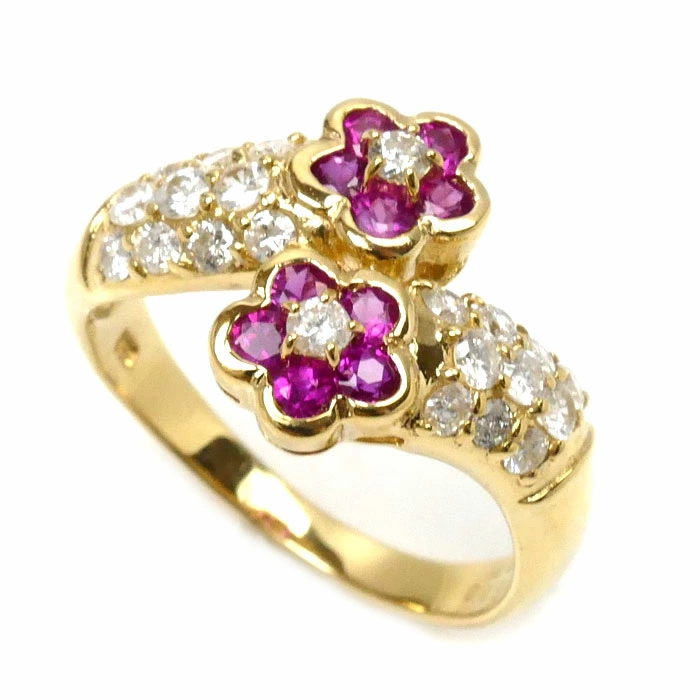 K18 ルビー ダイヤ付きリング　